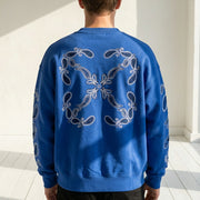 Off-White トレーナー BLUE バンダナアロー バックプリント OMBA054S24FLE0024601