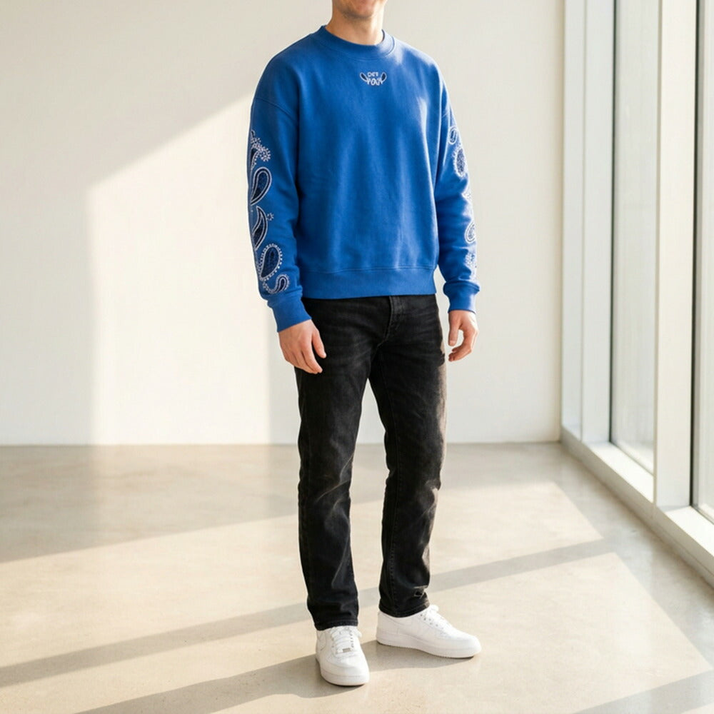 Off-White トレーナー BLUE バンダナアロー バックプリント OMBA054S24FLE0024601