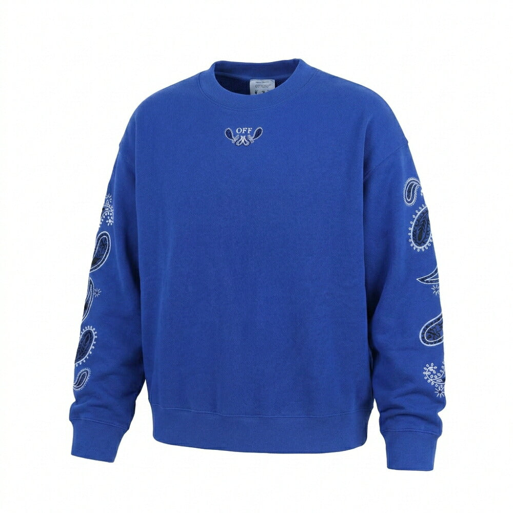 Off-White トレーナー BLUE バンダナアロー バックプリント OMBA054S24FLE0024601