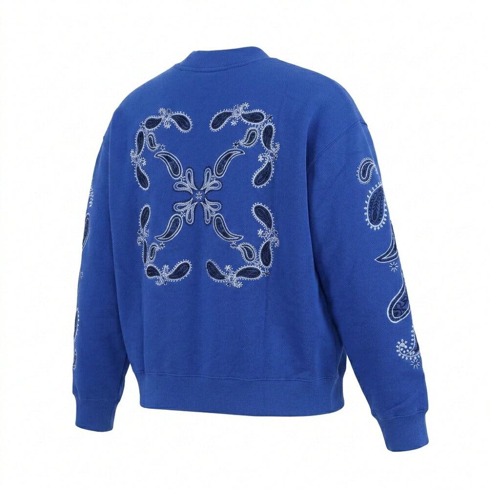 Off-White トレーナー BLUE バンダナアロー バックプリント OMBA054S24FLE0024601
