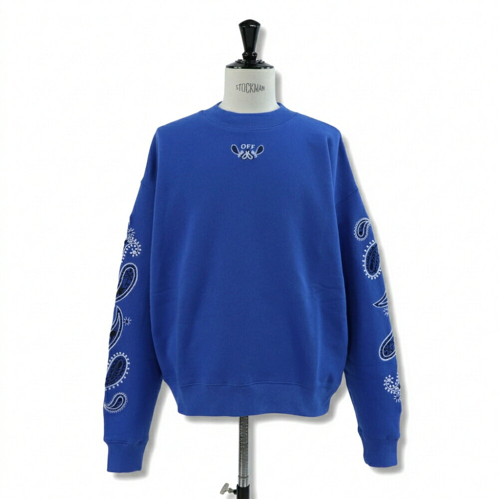 Off-White トレーナー BLUE バンダナアロー バックプリント OMBA054S24FLE0024601