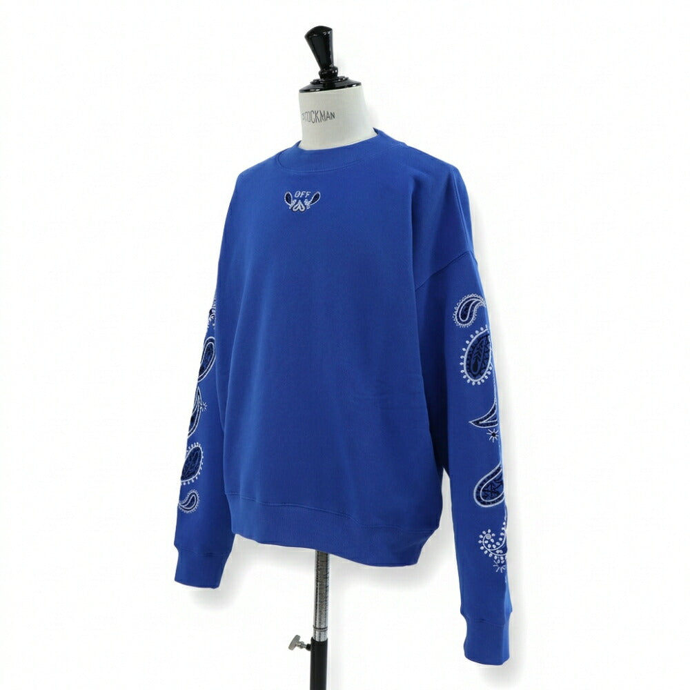 Off-White トレーナー BLUE バンダナアロー バックプリント OMBA054S24FLE0024601