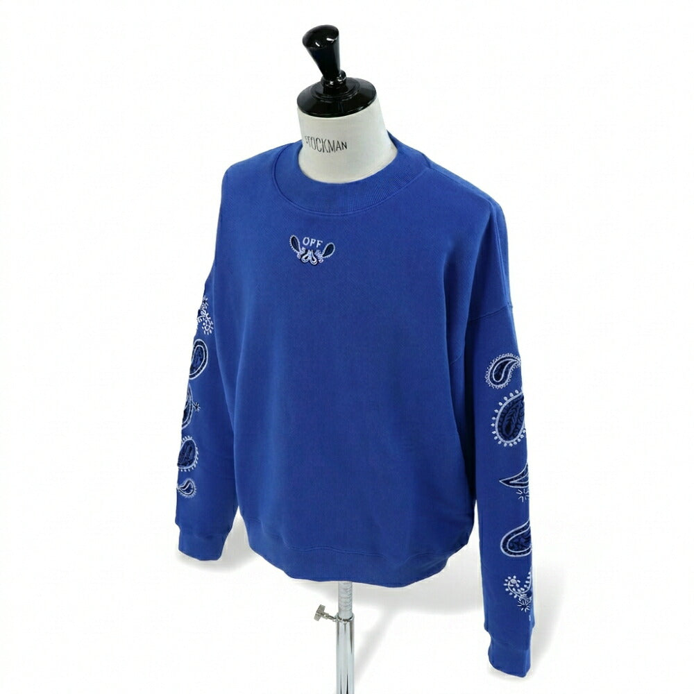 Off-White トレーナー BLUE バンダナアロー バックプリント OMBA054S24FLE0024601