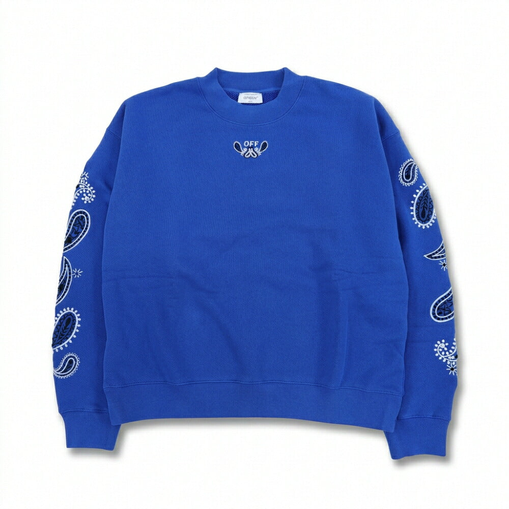 Off-White トレーナー BLUE バンダナアロー バックプリント OMBA054S24FLE0024601