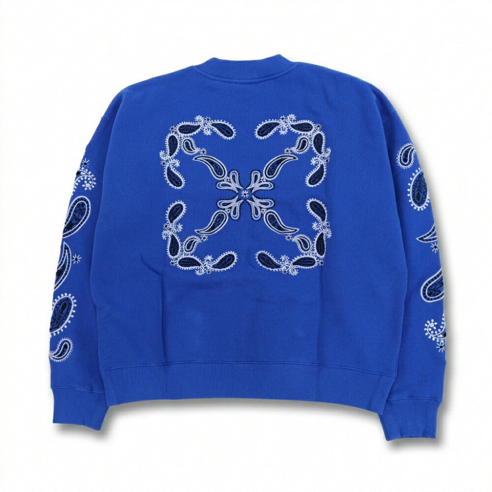 Off-White トレーナー BLUE バンダナアロー バックプリント OMBA054S24FLE0024601
