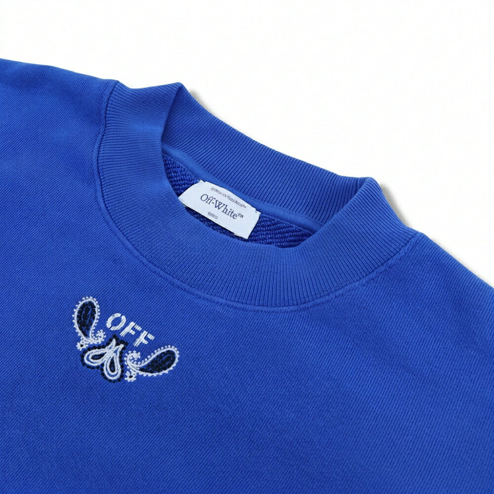 Off-White トレーナー BLUE バンダナアロー バックプリント OMBA054S24FLE0024601