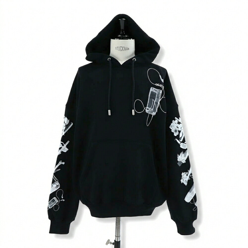 Off-White パーカー BLACK スキャンアロー フーディ プルオーバーパーカー OMBB118S24FLE0021009