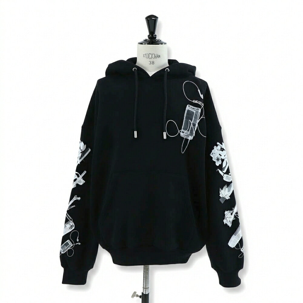 Off-White パーカー BLACK スキャンアロー フーディ プルオーバーパーカー OMBB118S24FLE0021009
