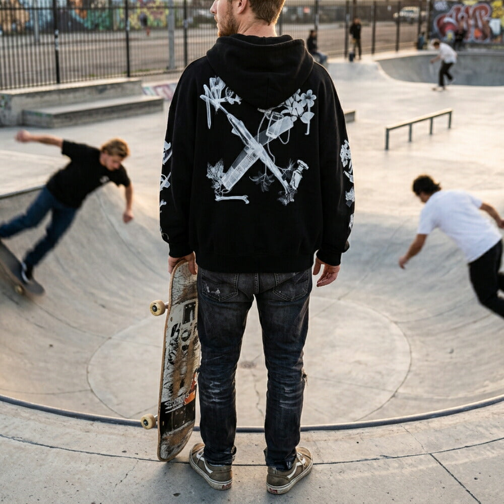 Off-White パーカー BLACK スキャンアロー フーディ プルオーバーパーカー OMBB118S24FLE0021009