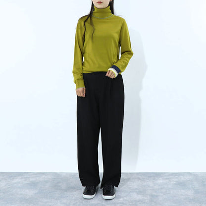 ポール スミス Paul Smith トップス ニット レディース Wool Blend Roll Neck Sweater マスタード ブラック ウール ポリエステル ハイネック リブ 袖切り替え ストライプ柄  W2R-323N-L31054