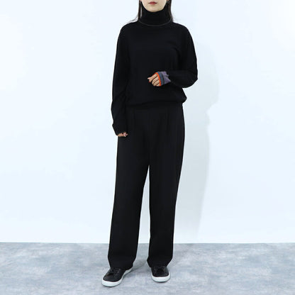 ポール スミス Paul Smith トップス ニット レディース Wool Blend Roll Neck Sweater マスタード ブラック ウール ポリエステル ハイネック リブ 袖切り替え ストライプ柄  W2R-323N-L31054