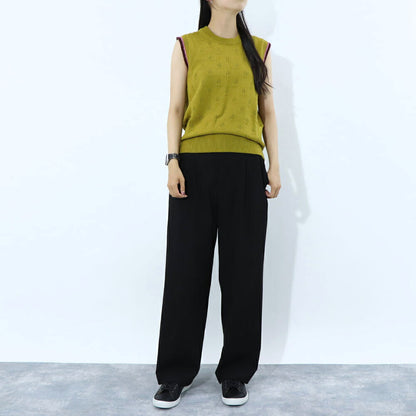 ポール スミス Paul Smith トップス ニット レディース Crew-neck sleeveless knitted top マスタード ウール コットン ノースリープ サマーニット 花柄 透かし編み リブニット W2R-339N-L31111