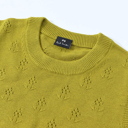 ポール スミス Paul Smith トップス ニット レディース Crew-neck sleeveless knitted top マスタード ウール コットン ノースリープ サマーニット 花柄 透かし編み リブニット W2R-339N-L31111