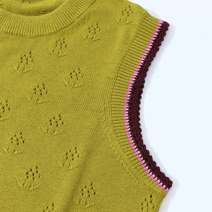 ポール スミス Paul Smith トップス ニット レディース Crew-neck sleeveless knitted top マスタード ウール コットン ノースリープ サマーニット 花柄 透かし編み リブニット W2R-339N-L31111