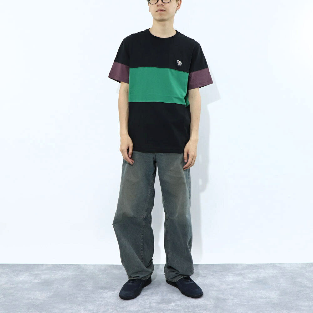 ポール スミス Paul Smith トップス Tシャツ・カットソー メンズ REG FIT PANEL TSHIRT ZEBRA 79 52B コットン 刺繍 シマウマ ゼブラ ストライプ マルチカラー カラーブロックデザイン クルーネック 半袖 M2R-004XZ-L20064