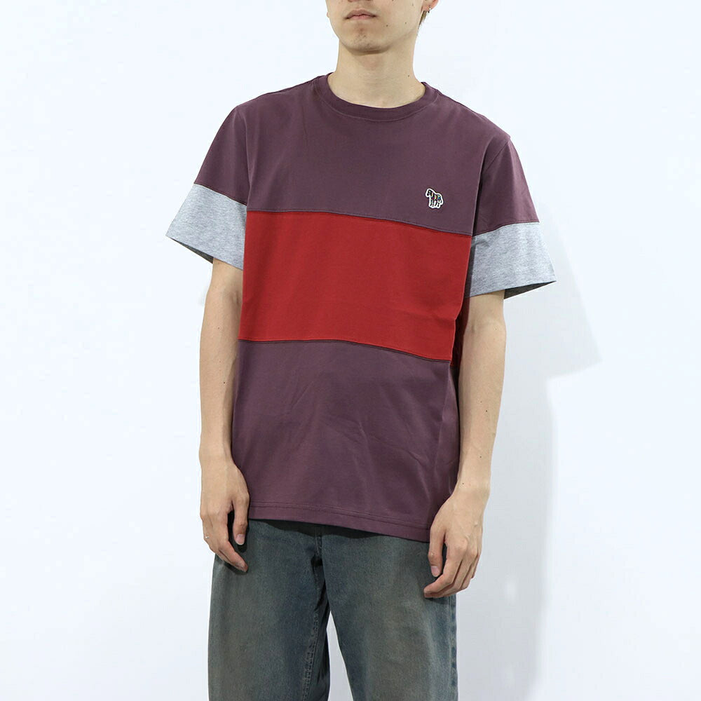 ポール スミス Paul Smith トップス Tシャツ・カットソー メンズ REG FIT PANEL TSHIRT ZEBRA 79 52B コットン 刺繍 シマウマ ゼブラ ストライプ マルチカラー カラーブロックデザイン クルーネック 半袖 M2R-004XZ-L20064