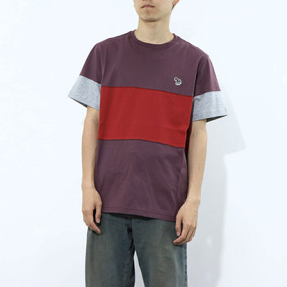 ポール スミス Paul Smith トップス Tシャツ・カットソー メンズ REG FIT PANEL TSHIRT ZEBRA 79 52B コットン 刺繍 シマウマ ゼブラ ストライプ マルチカラー カラーブロックデザイン クルーネック 半袖 M2R-004XZ-L20064