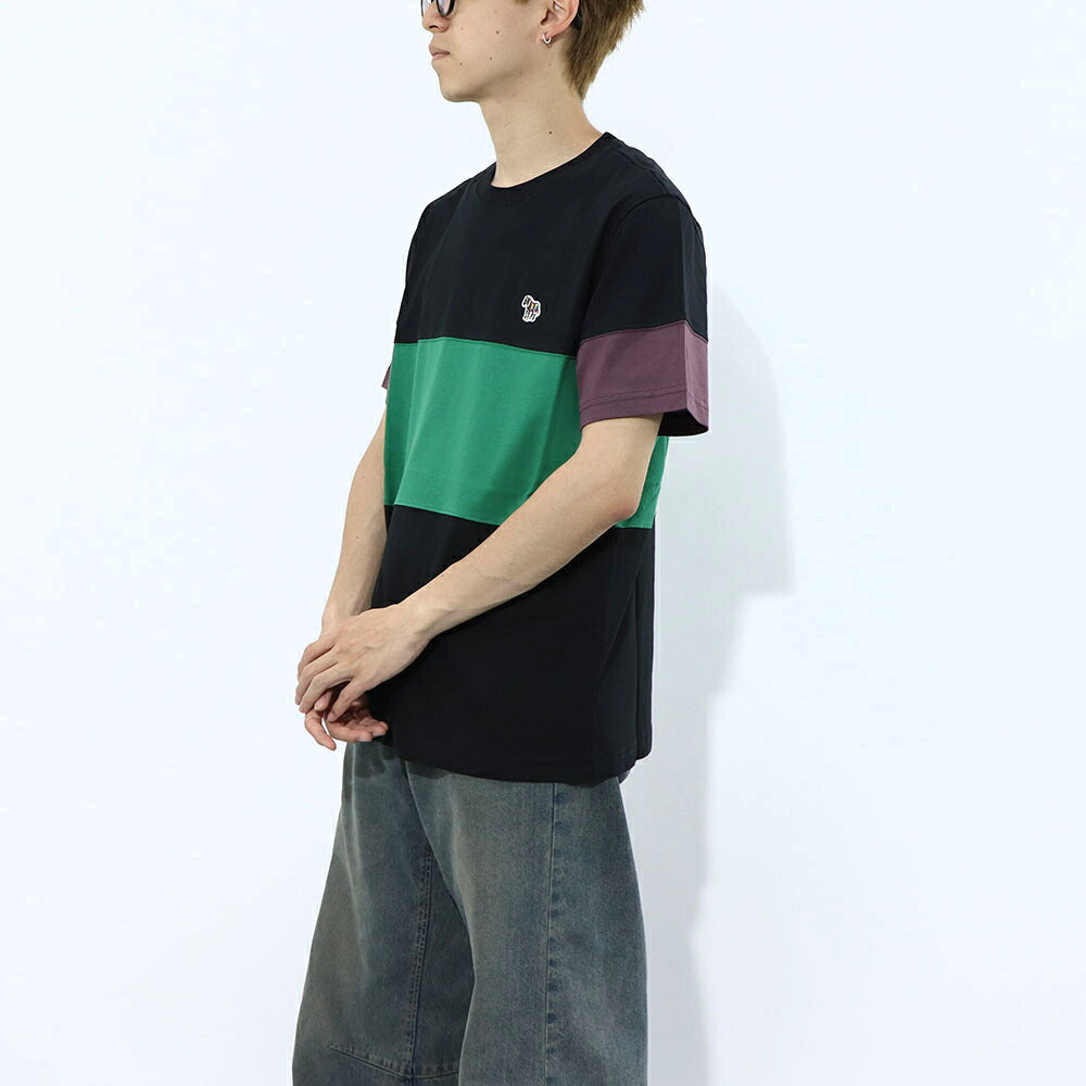 ポール スミス Paul Smith トップス Tシャツ・カットソー メンズ REG FIT PANEL TSHIRT ZEBRA 79 52B コットン 刺繍 シマウマ ゼブラ ストライプ マルチカラー カラーブロックデザイン クルーネック 半袖 M2R-004XZ-L20064