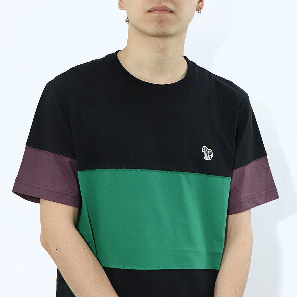 ポール スミス Paul Smith トップス Tシャツ・カットソー メンズ REG FIT PANEL TSHIRT ZEBRA 79 52B コットン 刺繍 シマウマ ゼブラ ストライプ マルチカラー カラーブロックデザイン クルーネック 半袖 M2R-004XZ-L20064