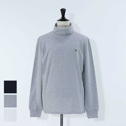 ポール スミス Paul Smith トップス Tシャツ・カットソー メンズ ブラック グレー ホワイト コットン 刺繍 シマウマ ワンポイント レインボー ハイネック タートルネック 長袖 M2R-391U-KZEBRA