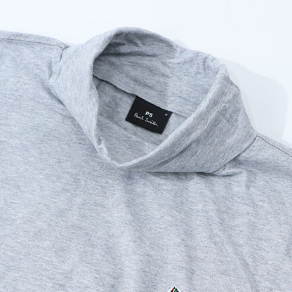 ポール スミス Paul Smith トップス Tシャツ・カットソー メンズ ブラック グレー ホワイト コットン 刺繍 シマウマ ワンポイント レインボー ハイネック タートルネック 長袖 M2R-391U-KZEBRA