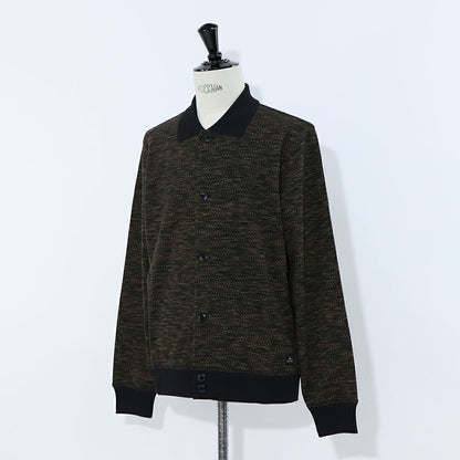 ポール スミス Paul Smith トップス カーディガン メンズ Cotton-Blend Jersey Cardigan ネイビー ポリエステル ビスコース エラスタン ニット ポロカラーリブ編み 幾何学模様 ネイビー ポリエステル ベージュ M2R-080Y-L21894