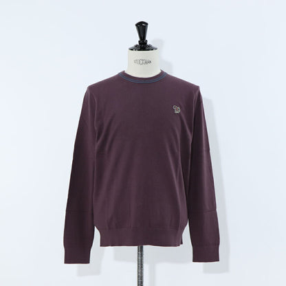 ポール スミス Paul Smith トップス ニット メンズ SWEATER CREW NECK ZEB BAD ブルー ボルドー ブラック コットン ナイロン ウール クルーネック  刺繍 ワンポイント シマウマ ゼブラ ブラック ボルドー ブルー M2R-228YZ-L21931
