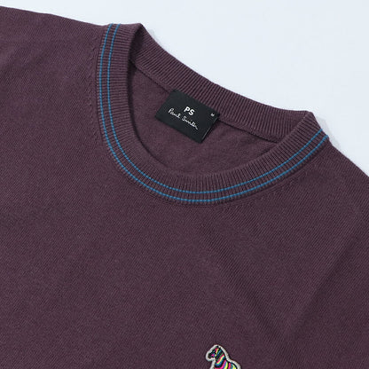ポール スミス Paul Smith トップス ニット メンズ SWEATER CREW NECK ZEB BAD ブルー ボルドー ブラック コットン ナイロン ウール クルーネック  刺繍 ワンポイント シマウマ ゼブラ ブラック ボルドー ブルー M2R-228YZ-L21931