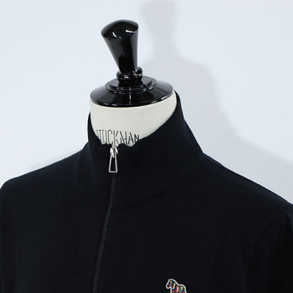 ポール スミス Paul Smith トップス ニット メンズ SWEATER ZIP NECK ZEB BAD ブルー ブラック コットン ナイロン ウール 刺繍 ワンポイント シマウマ ゼブラ ハーフジップ スタンドネック ブルー ブラック M2R-229YZ-L21931