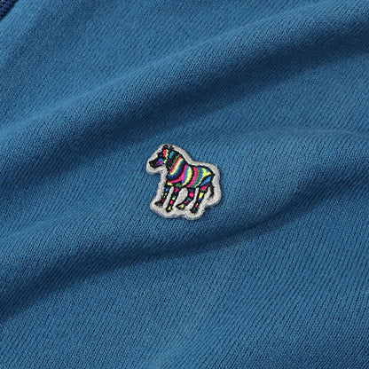ポール スミス Paul Smith トップス ニット メンズ SWEATER ZIP NECK ZEB BAD ブルー ブラック コットン ナイロン ウール 刺繍 ワンポイント シマウマ ゼブラ ハーフジップ スタンドネック ブルー ブラック M2R-229YZ-L21931