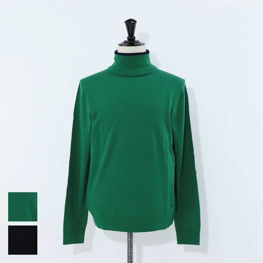 ポール スミス Paul Smith トップス ニット メンズ SWEATER ROLL NECK グリーン ブラック メリノウール 刺繍 ワンポイント ロゴ ハイネック タートルネック グリーン ブラック M2R-533X-L21861