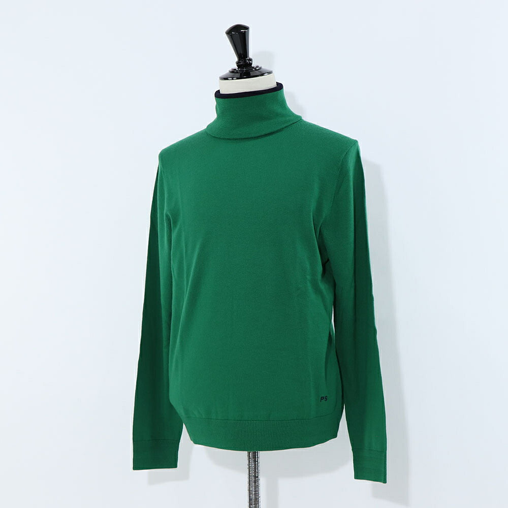 ポール スミス Paul Smith トップス ニット メンズ SWEATER ROLL NECK グリーン ブラック メリノウール 刺繍 ワンポイント ロゴ ハイネック タートルネック グリーン ブラック M2R-533X-L21861