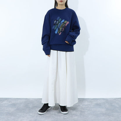 ポール スミス Paul Smith トップス スウェット・トレーナー レディース メンズ ユニセックス REG FIT SWEATSHIRT BROAD STRIPE ZEB ブルー コットン フロントプリント シマウマ ゼブラ イラスト ストライプ クルーネック ブルー ダークネイビー M2R-954X-KP3713