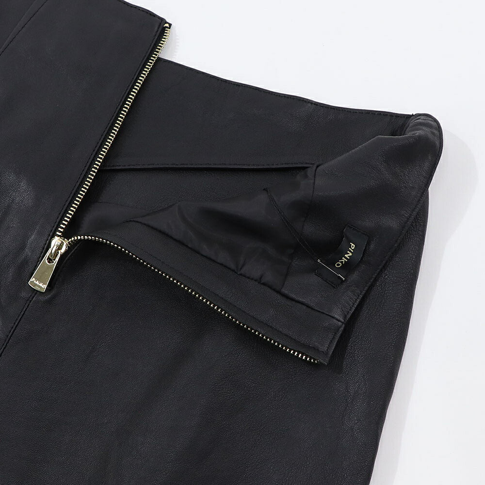 PINKO ブラック ミニスカート ブラック レザー 100196-Y6WL