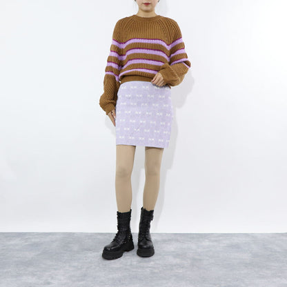 PINKO パープル ミニスカート ニットスカート ロゴ 100216-A0IT