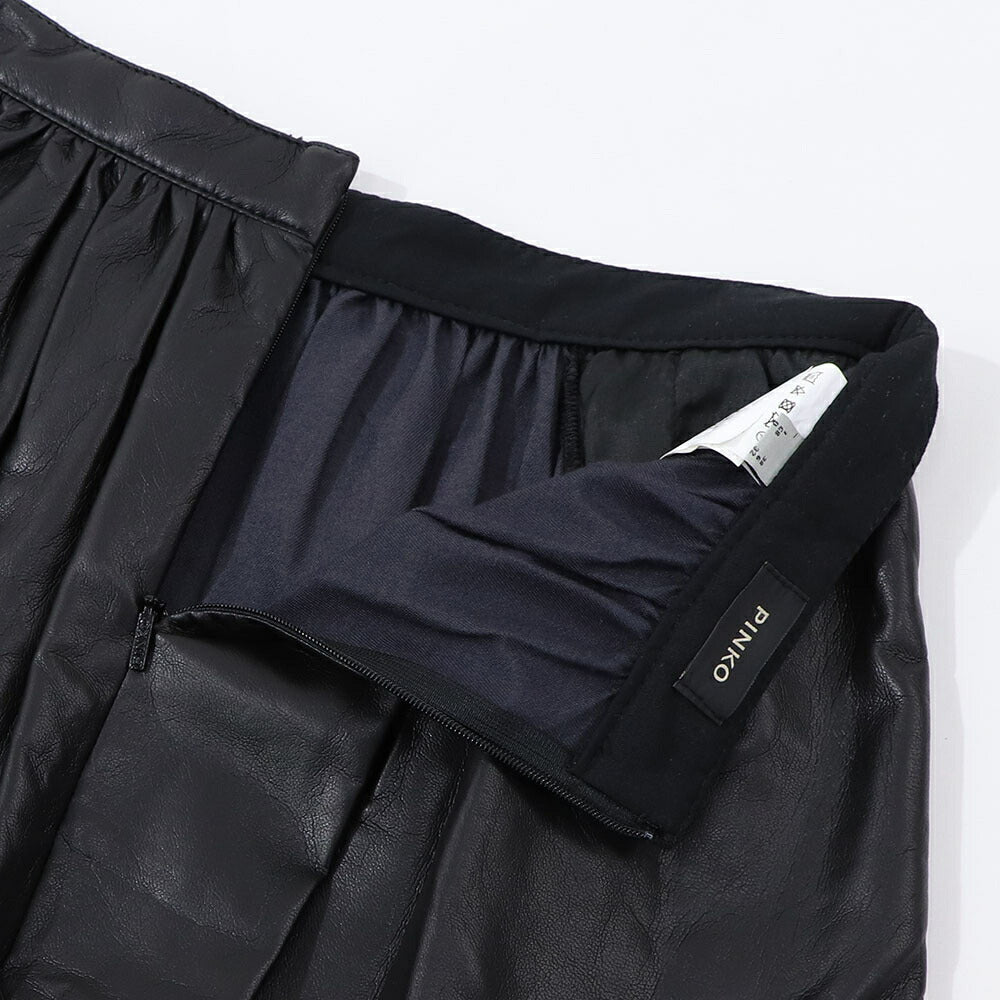 PINKO  スカート   ブラック レザー風 合皮 ミディアム丈 1B14NW-8305