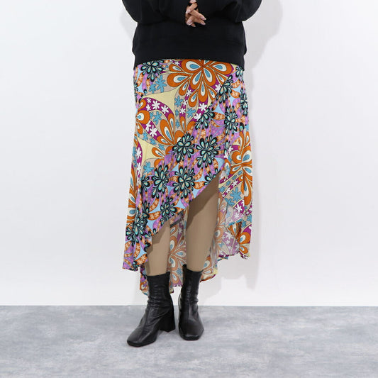 PINKO スカートマルチカラー レトロ フラワープリント 総柄 1G14U7-7938