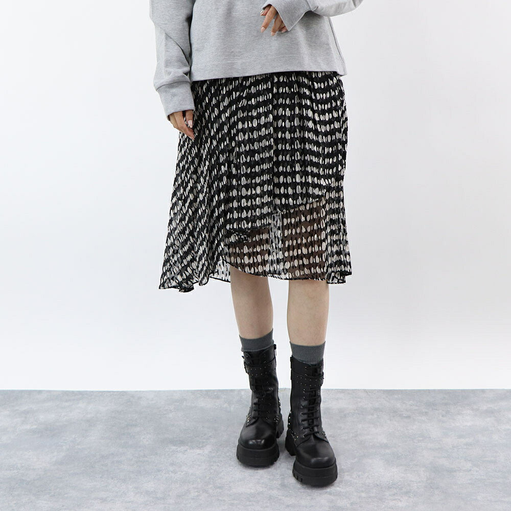 PINKO スカート ブラック 柄 シースルー 1G159N-Y6B3