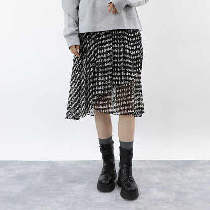 PINKO スカート ブラック 柄 シースルー 1G159N-Y6B3