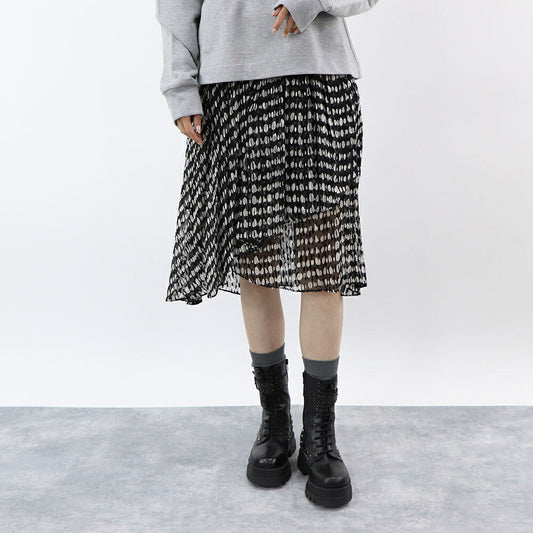 PINKO スカート ブラック 柄 シースルー 1G159N-Y6B3