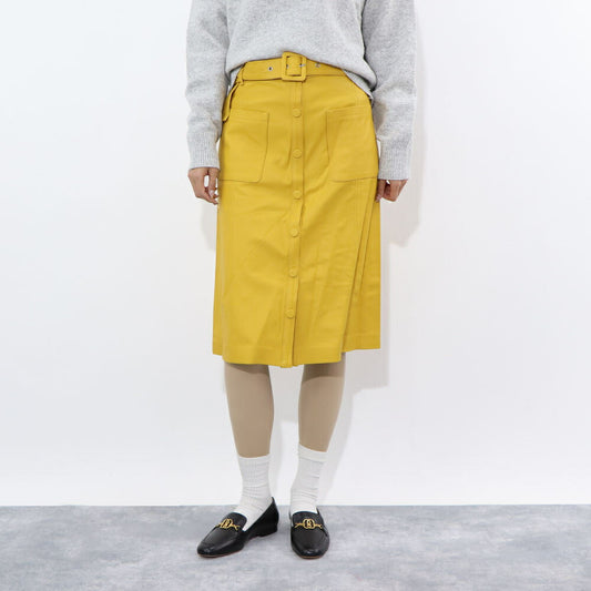 PINKO  スカート   イエロー レザー ミディアム ベルト付き 1G1695-Y638