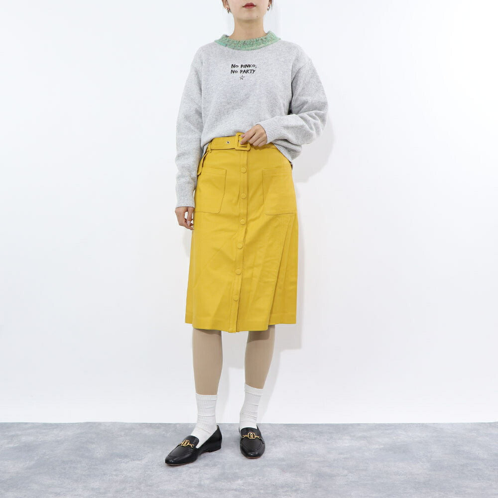 PINKO  スカート   イエロー レザー ミディアム ベルト付き 1G1695-Y638
