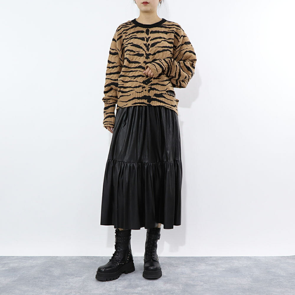 PINKO ブラック レザー風 ロングスカート 1G16ES-Y7CD