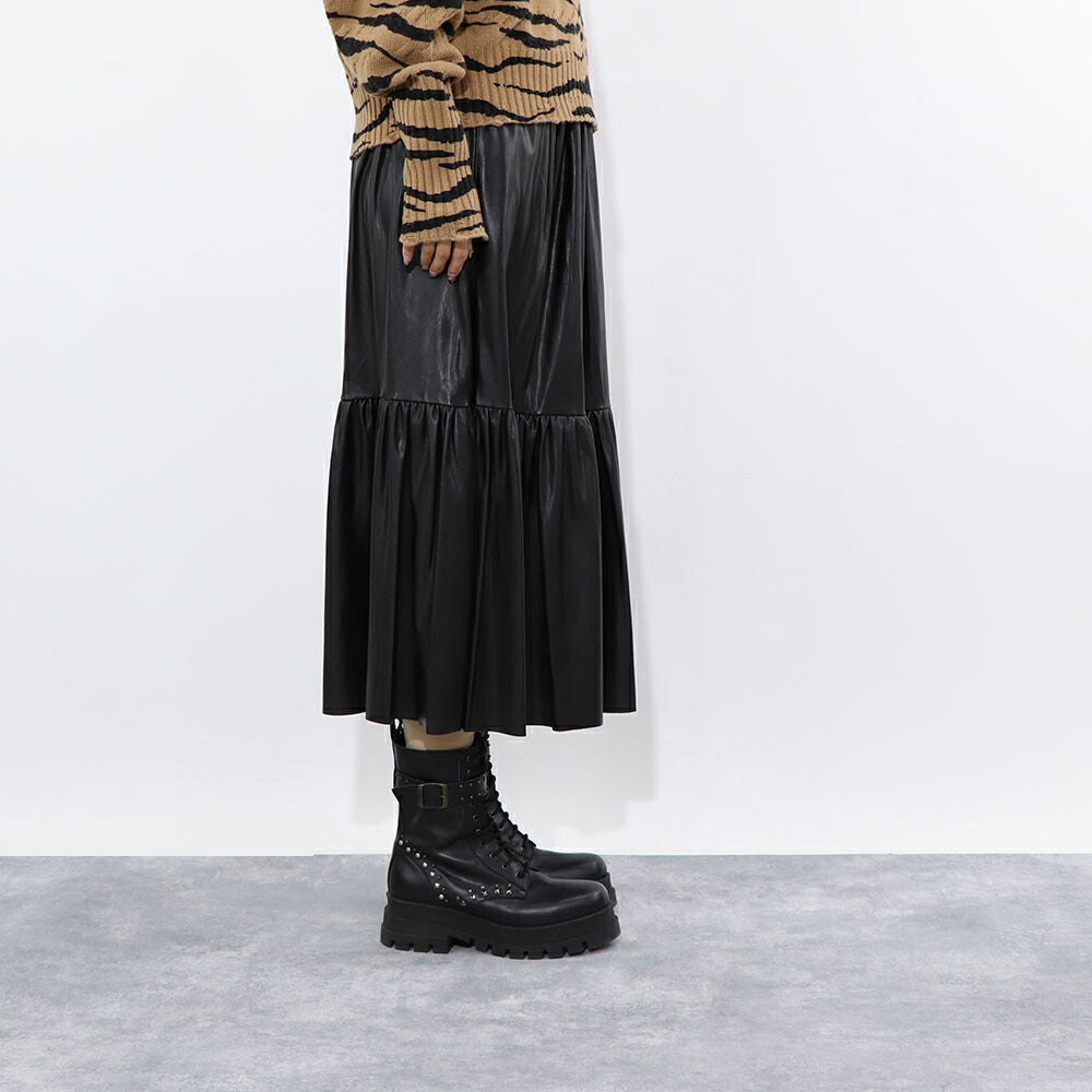 PINKO ブラック レザー風 ロングスカート 1G16ES-Y7CD