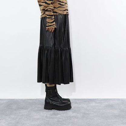 PINKO ブラック レザー風 ロングスカート 1G16ES-Y7CD