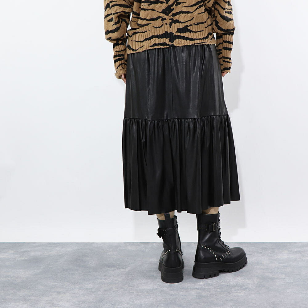 PINKO ブラック レザー風 ロングスカート 1G16ES-Y7CD