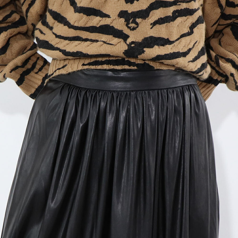 PINKO ブラック レザー風 ロングスカート 1G16ES-Y7CD