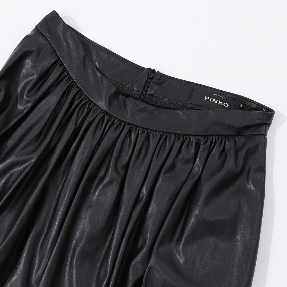 PINKO ブラック レザー風 ロングスカート 1G16ES-Y7CD