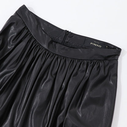 PINKO ブラック レザー風 ロングスカート 1G16ES-Y7CD