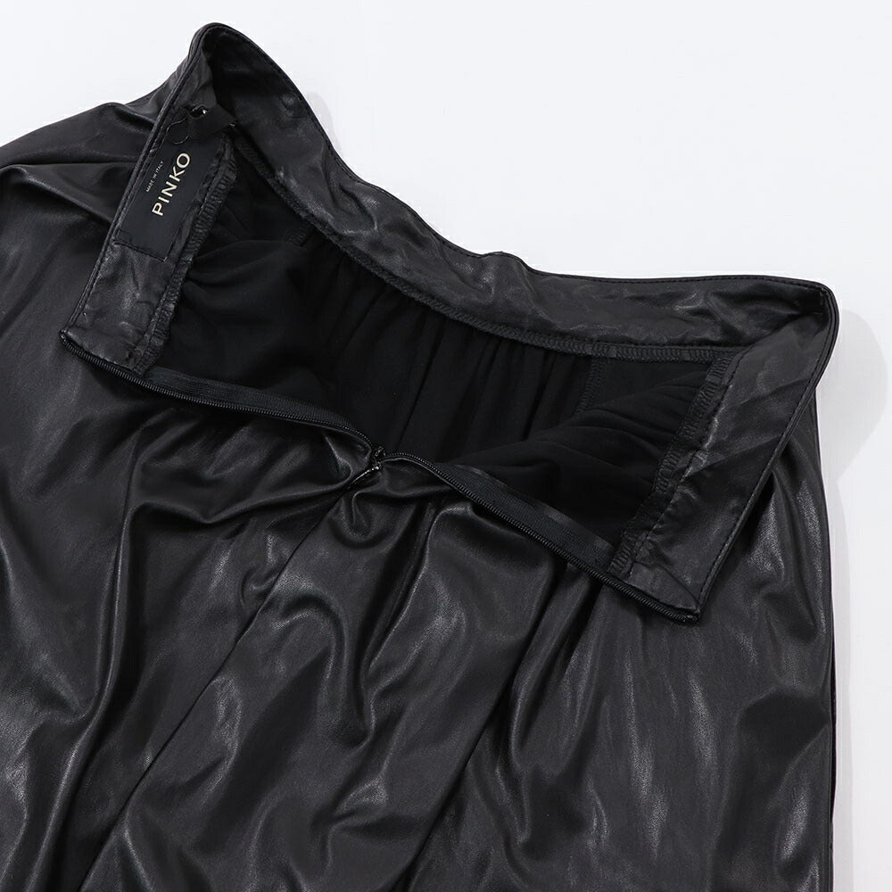 PINKO ブラック レザー風 ロングスカート 1G16ES-Y7CD